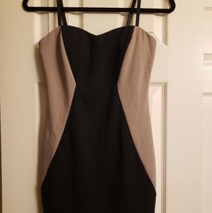 Tan & black tight mini dress